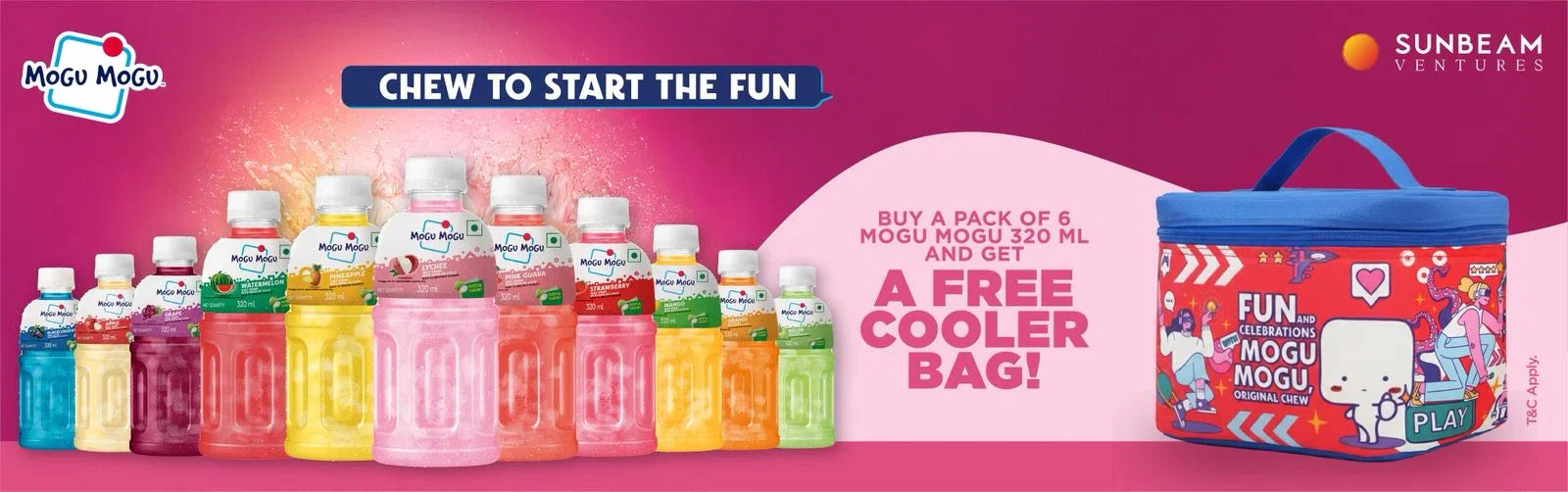 Mogu Mogu chewy drinks in assorted flavors with free cooler bag offer