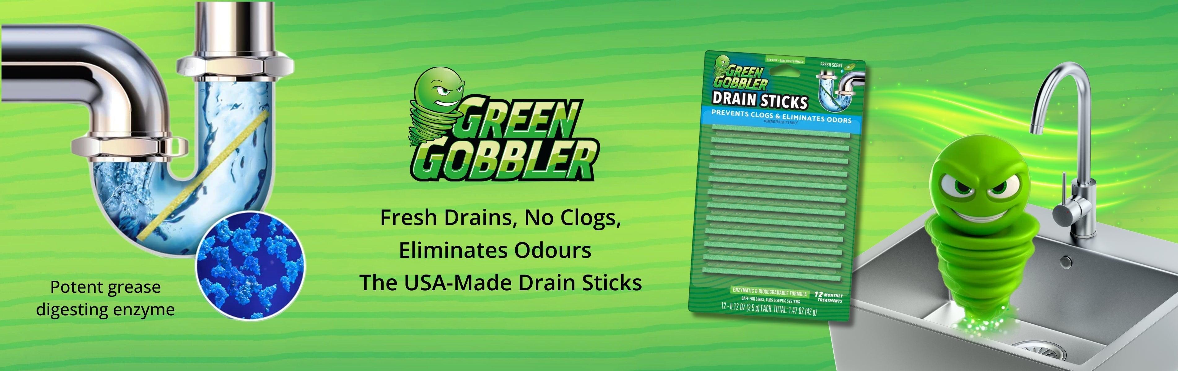 Green Gobbler Drain Sticks prevent clogs & eliminate odors with enzymatic formula for fresh drains