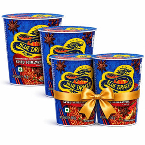 Blue Dragon Spicy Schezwan Instant Noodles with golden ribbon, 56g cups
