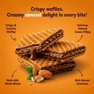 Crispy waffle cookies with creamy almond filling, whole wheat, rich almond goodness