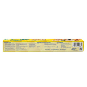 Silicone-coated aluminium foil packaging, 30cm x 3m, yellow box with usage instructions.
