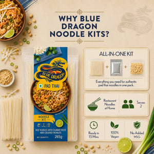 Blue Dragon Pad Thai Noodle Kit – All-in-one, 100% vegan, ready in 15 mins, serves 2, no added MSG
