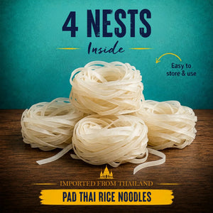 4 nests of imported Pad Thai rice noodles, easy to store & use, from Thailand