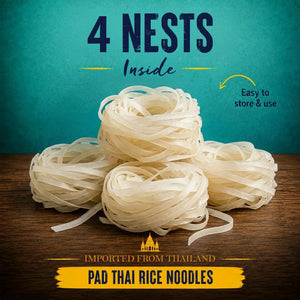 4 nests of imported Pad Thai rice noodles, easy to store & use, from Thailand