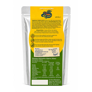 Blue Dragon Ramen Noodle Kit back panel showing ingredients, cooking instructions, and nutrition info for gourmet Asian noodles