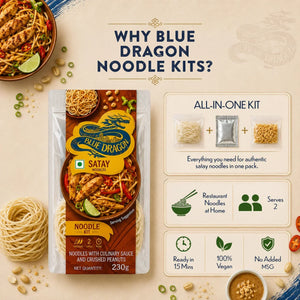 Blue Dragon Satay Noodle Kit – All-in-one vegan noodles with sauce & peanuts, ready in 15 mins, serves 2