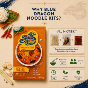 Blue Dragon Tom Yum Noodle Kit - All-in-one vegan meal, ready in 15 mins, serves 2, no added MSG
