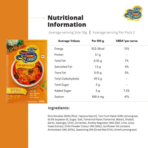 Blue Dragon Tom Yum Noodle Kit nutritional info with ingredients and serving details