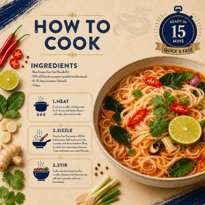 Blue Dragon Tom Yum Noodle Kit recipe with fresh ingredients and quick 15-minute prep