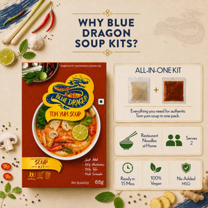 Blue Dragon Tom Yum Soup Kit – All-in-one vegan meal, ready in 15 mins, serves 2, no added MSG