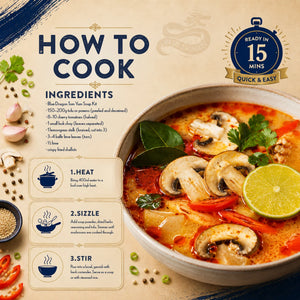 Blue Dragon Tom Yum Soup Kit recipe: quick 15-min Thai soup with mushrooms, lime, and herbs