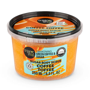Organic Shop Awakening Green Coffee & Sugar Body Scrub, Coffee Toffee scent, 250ml jar