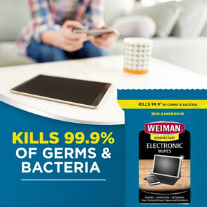 Weiman Disinfectant Electronic Wipes kill 99.9% germs & bacteria, safe for phones, computers, keyboards