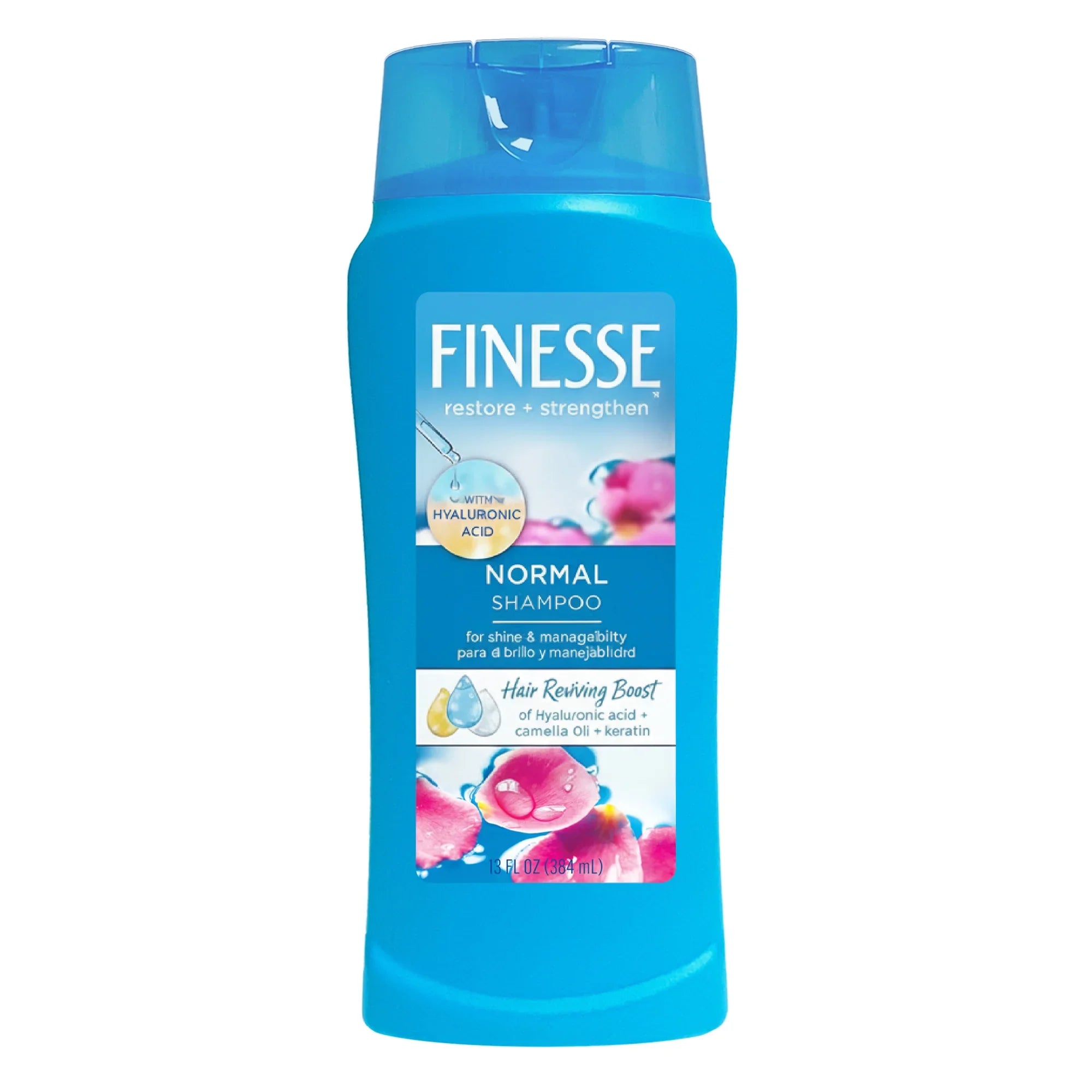 Finesse Normal Shampoo with hyaluronic acid, blue bottle, imported FMCG at Sunbeam India