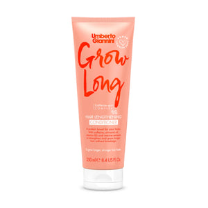Umberto Giannini Grow Long Hair Lengthening Conditioner tube with caffeine and almond oil for stronger hair