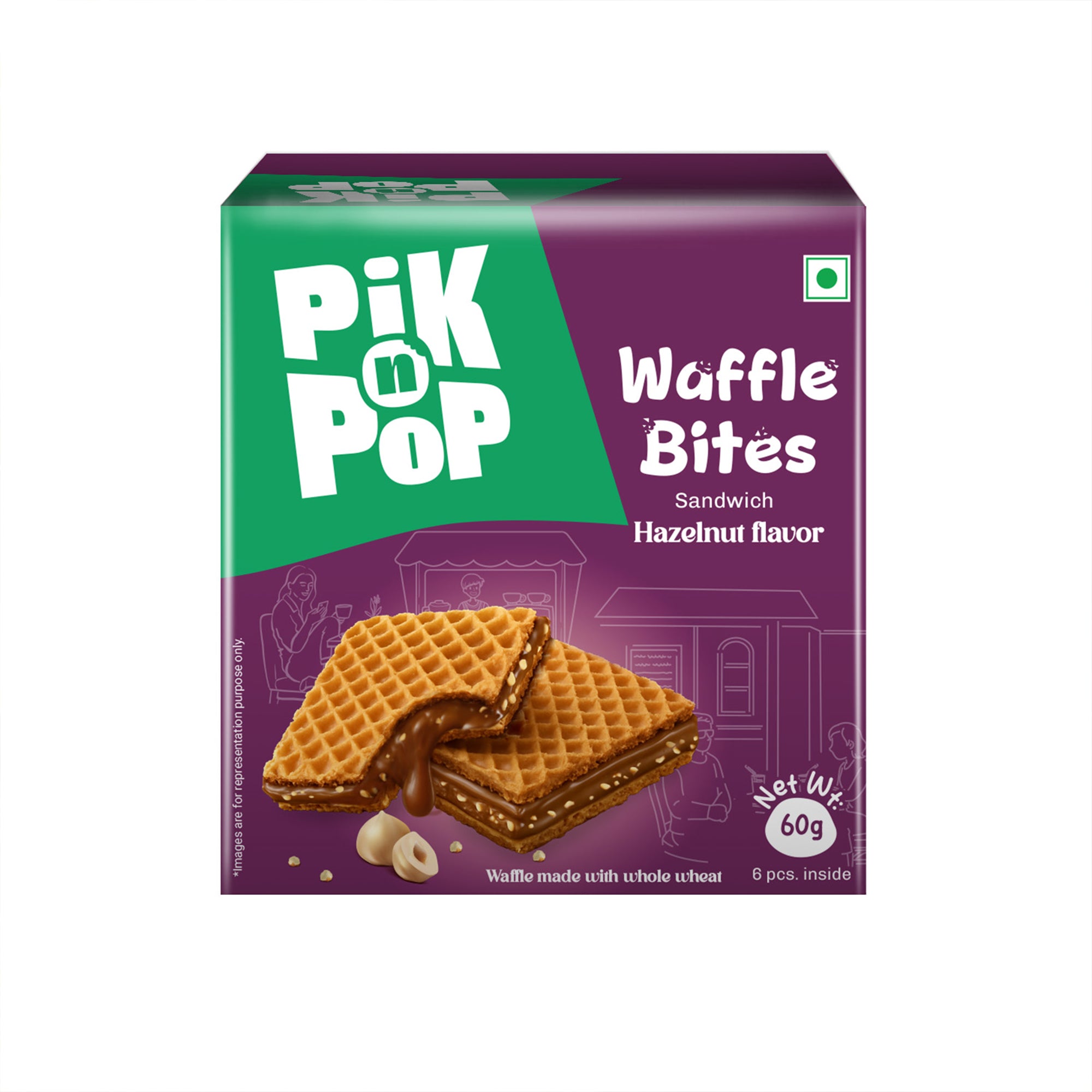 Pik n Pop Hazelnut Flavour Waffle Bites 60g