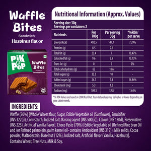 Pik n Pop Waffle Bites Hazelnut flavor nutrition facts and ingredients, gourmet FMCG snack