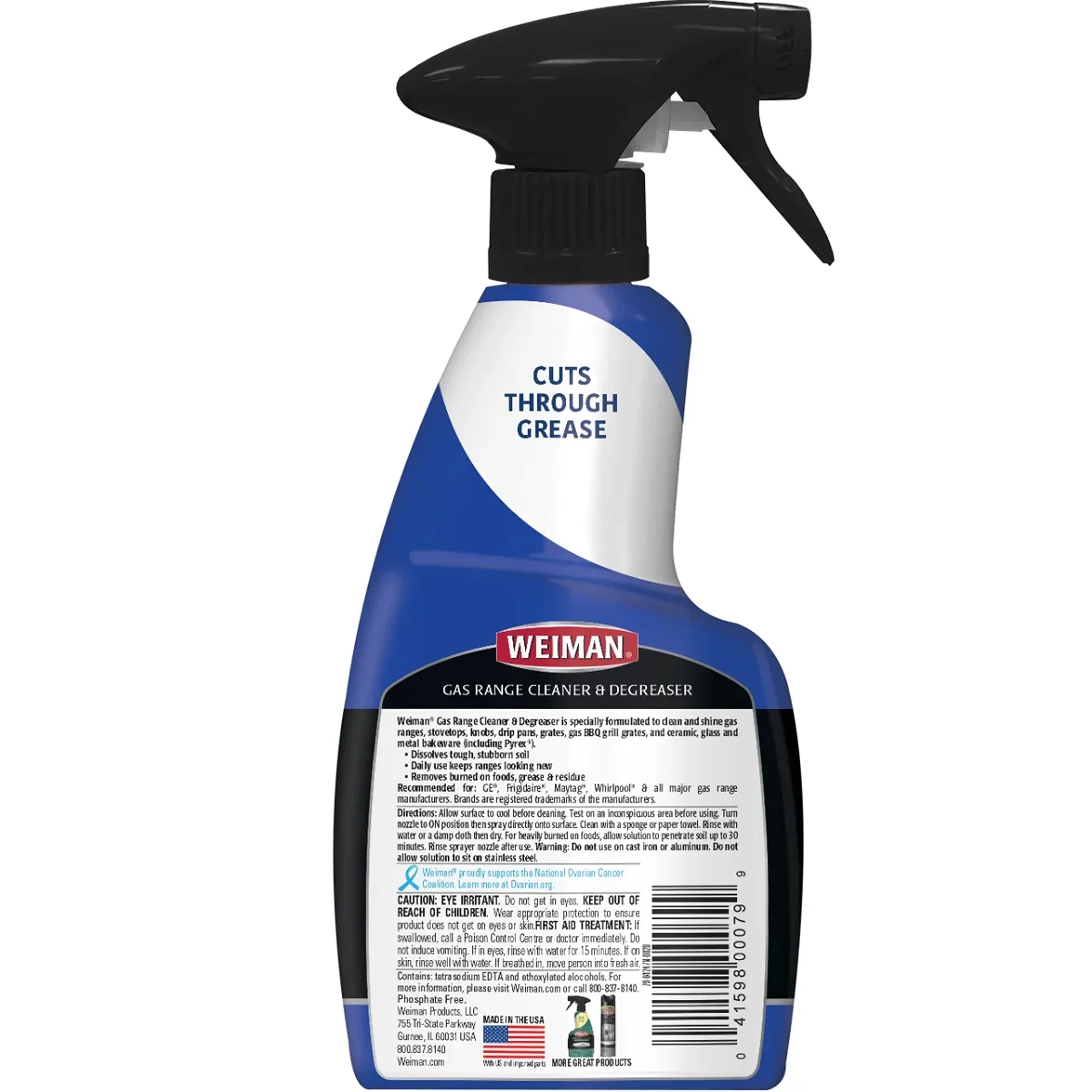 Weiman Gas Range Cleaner & Degreaser spray bottle for cutting through grease on stovetops and grills