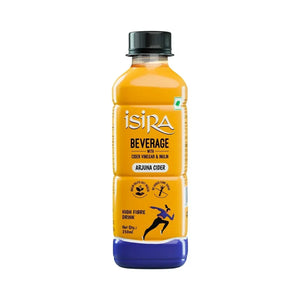 Isira beverage bottle with Arjuna cider, cider vinegar, inulin, high fibre, no added sugar