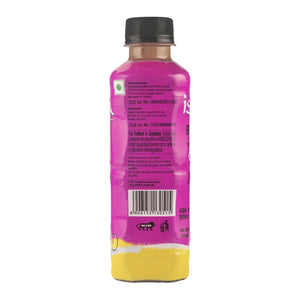 Back view of a 250ml Isira Jamun Cider bottle with pink and yellow design and product information