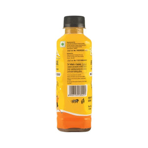Back view of Isira Amla Turmeric Cider plastic bottle with product info and barcode on white background