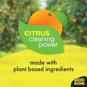 Citrus cleaning power with plant-based ingredients, vibrant orange and green design