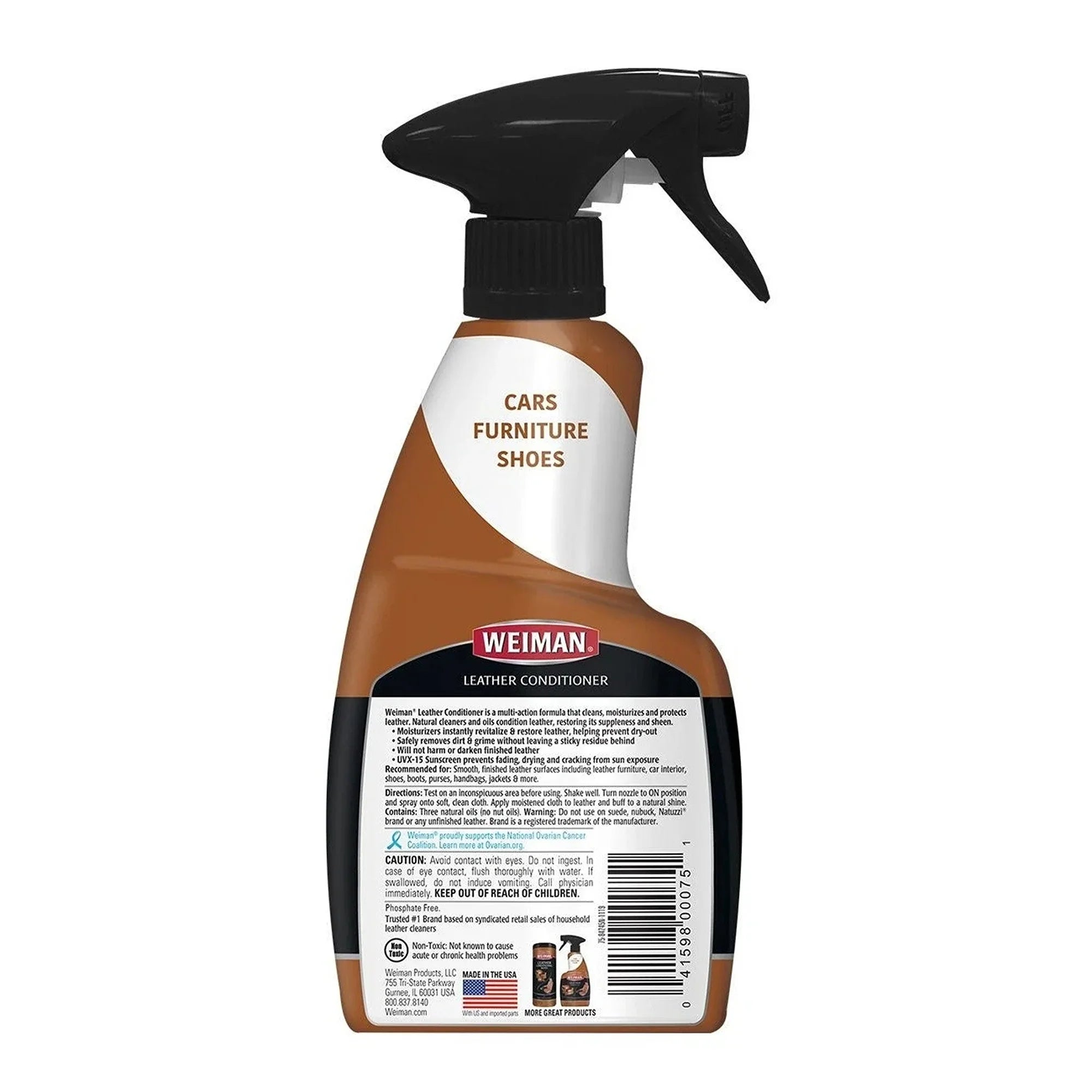 Weiman Leather Conditioner for cars, furniture, and shoes with spray nozzle