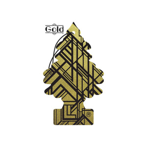 Gold Little Trees hanging air freshener with geometric black pattern, Sunbeam Merchantile