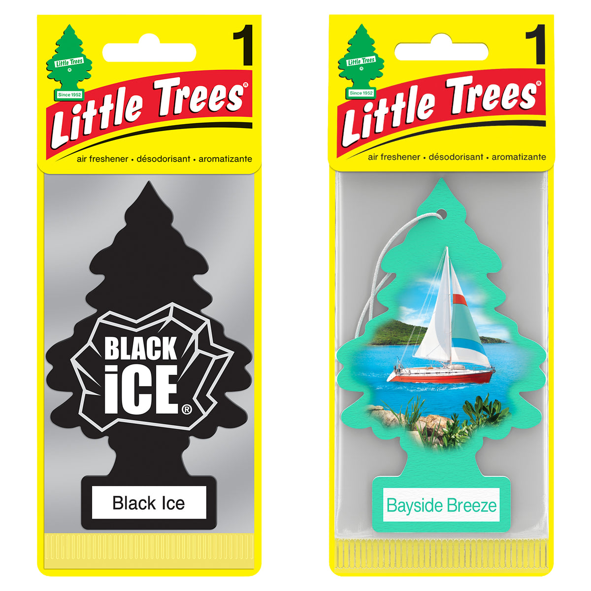 Little Trees Black Ice & Bayside Breeze Air Freshener Combo | Pack of 2