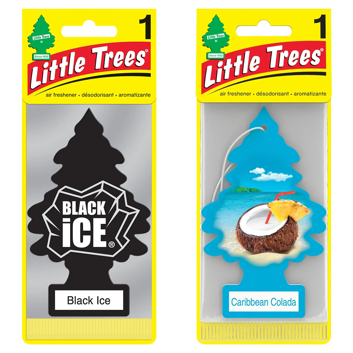 Little Trees Black Ice & Caribbean Colada Air Freshener Combo | Pack of 2