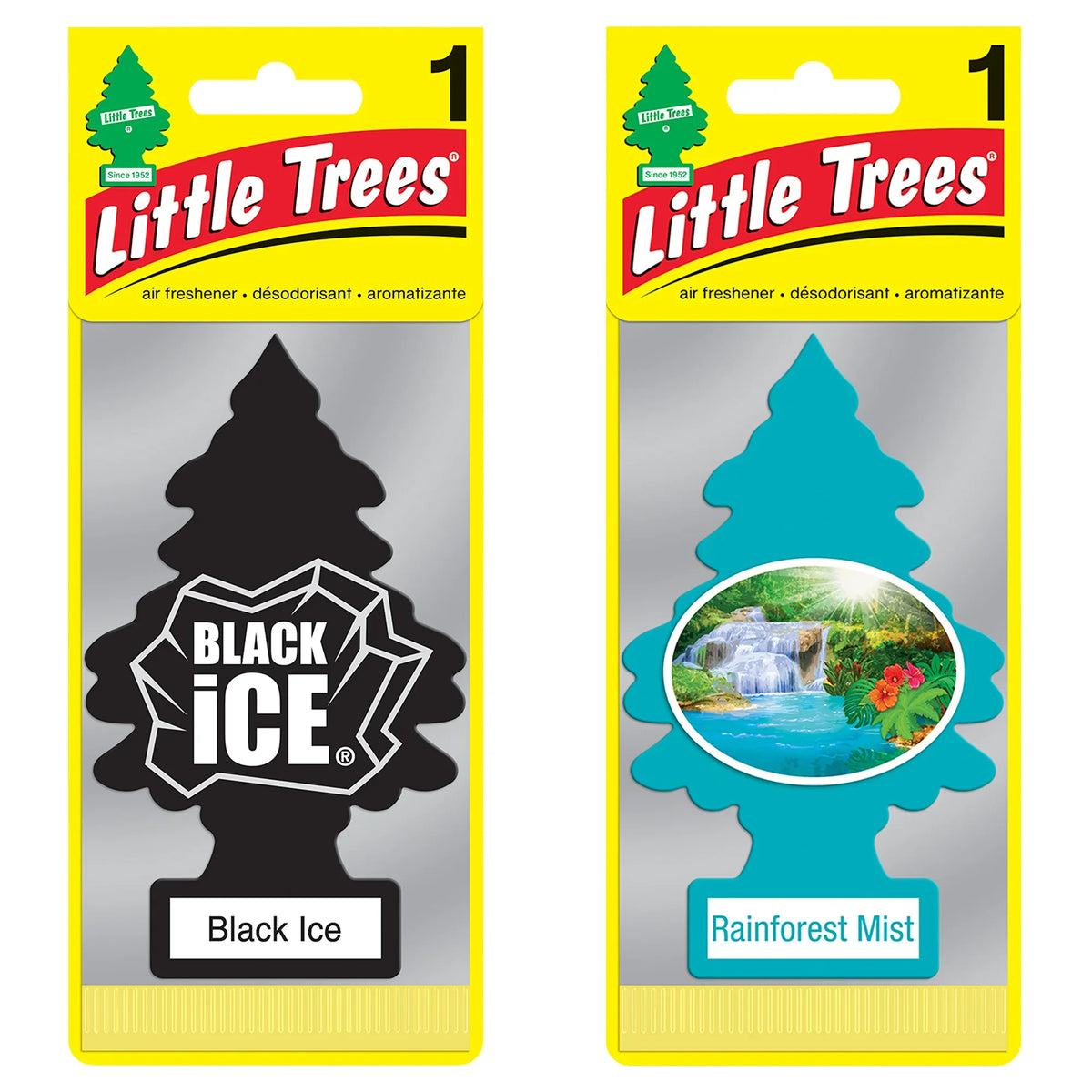 Little Trees Black Ice & Rainforest Mist Air Freshener Combo | Pack of 2
