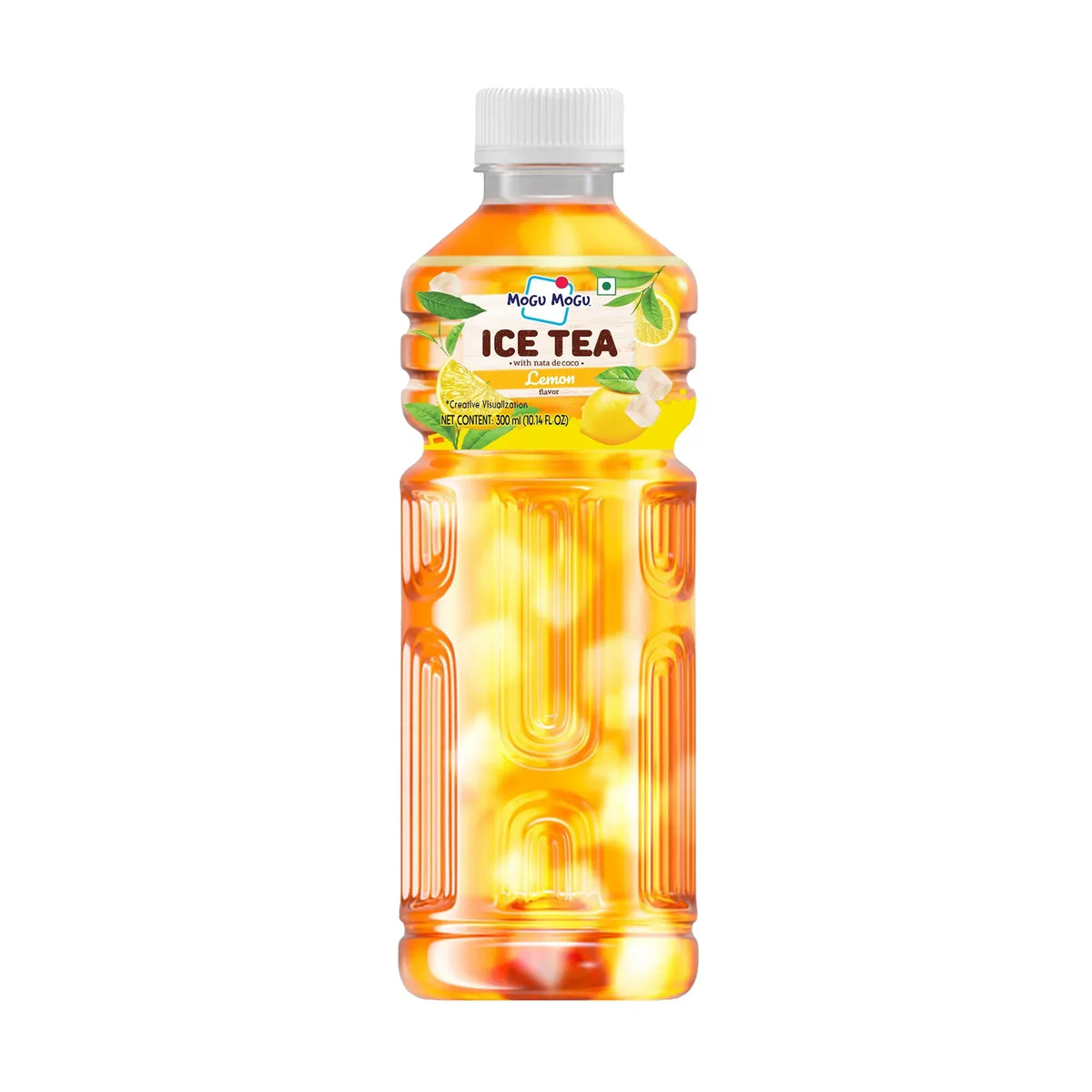 Mogu Mogu Lemon Ice Tea with nata de coco, 300ml bottle, refreshing beverage