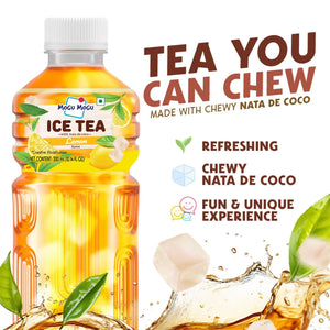 Mogu Mogu Lemon Ice Tea with chewy nata de coco, refreshing and fun drink experience