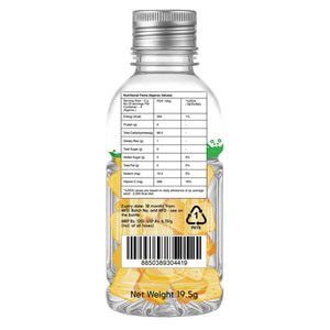 Back of Mogu Mogu mango candy bottle showing nutrition facts and barcode