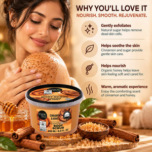 Organic Shop Cinnamon & Honey Rejuvenating Body Scrub for exfoliating and nourishing skin.