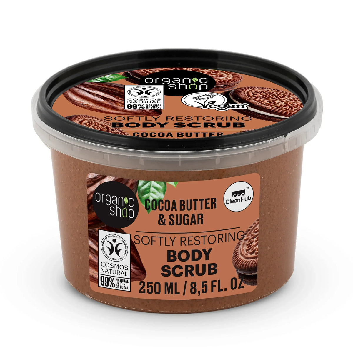 Organic Shop Cocoa Butter and Sugar Softly Restoring Body Scrub tub, 250ml