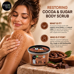 Organic Shop Cocoa & Sugar Body Scrub for exfoliating dry skin.