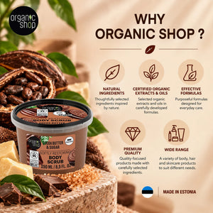 Organic Shop Cocoa Butter & Sugar Softly Restoring Body Scrub with natural ingredients