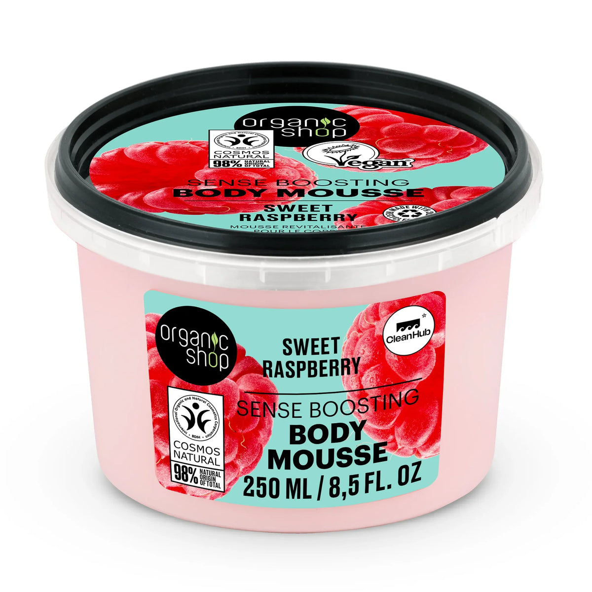 Organic Shop Sweet Raspberry Sense Boosting Body Mousse, 250ml tub