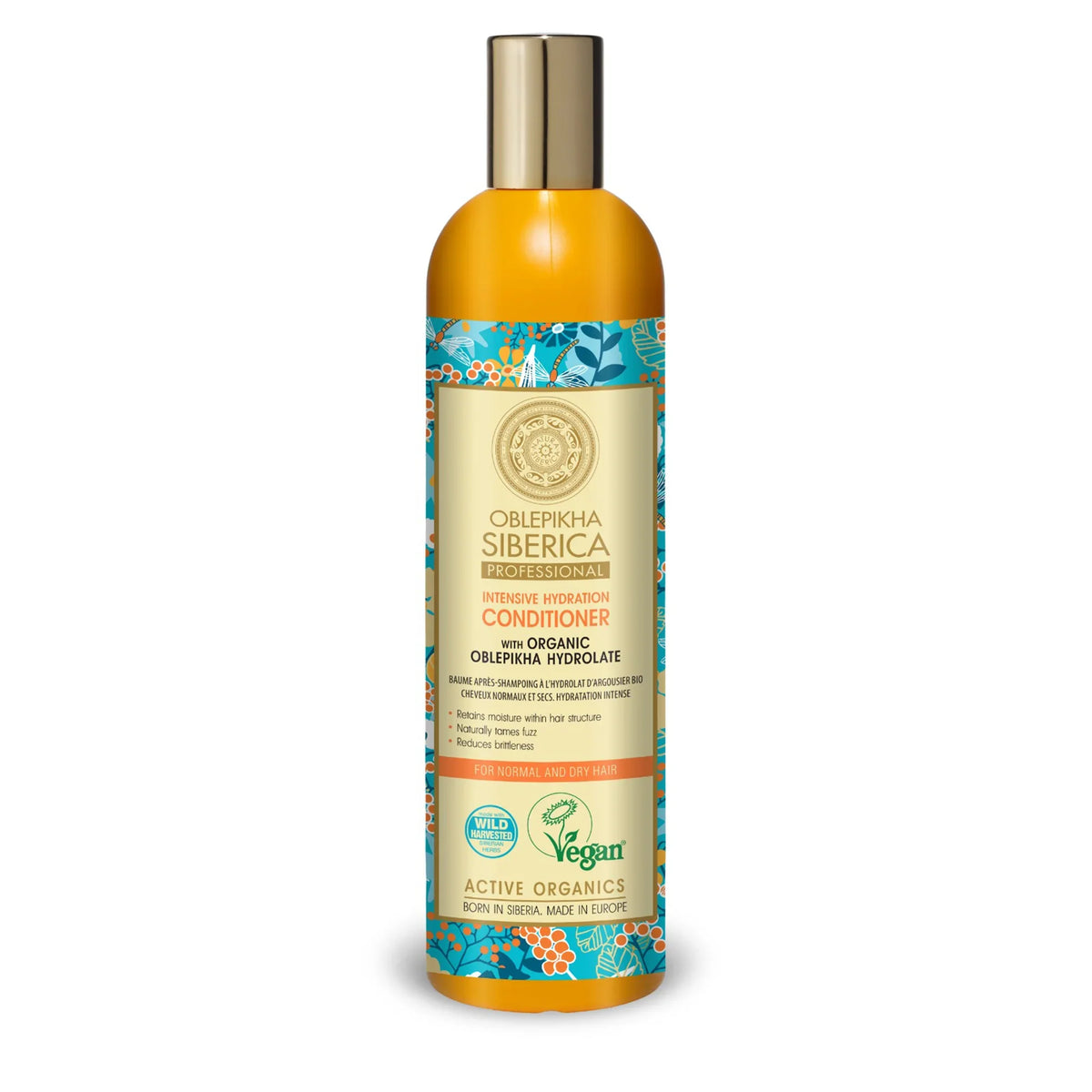 Bottle of Oblepikha Siberica Professional Intensive Hydration Conditioner for normal and dry hair