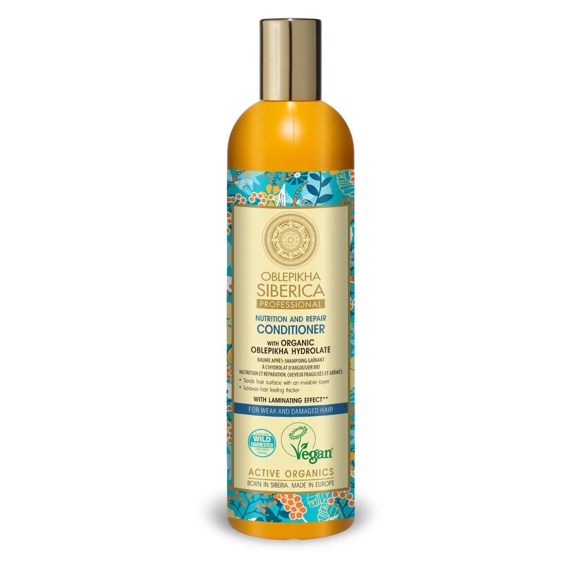 Oblepikha Siberica Professional Nutrition and Repair Conditioner bottle for weak and damaged hair