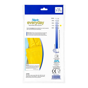 Yellow Palmrite everyday natural rubber gloves for household tasks, size 7-7½, imported to India