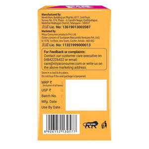 Back side of almond snack packaging with manufacturing details, contact info, FSSAI numbers, barcode, and storage instructions.