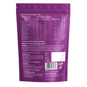 Nutrition facts and ingredients for cream & onion flavored multi-mix chips, gluten-free snack, made in India