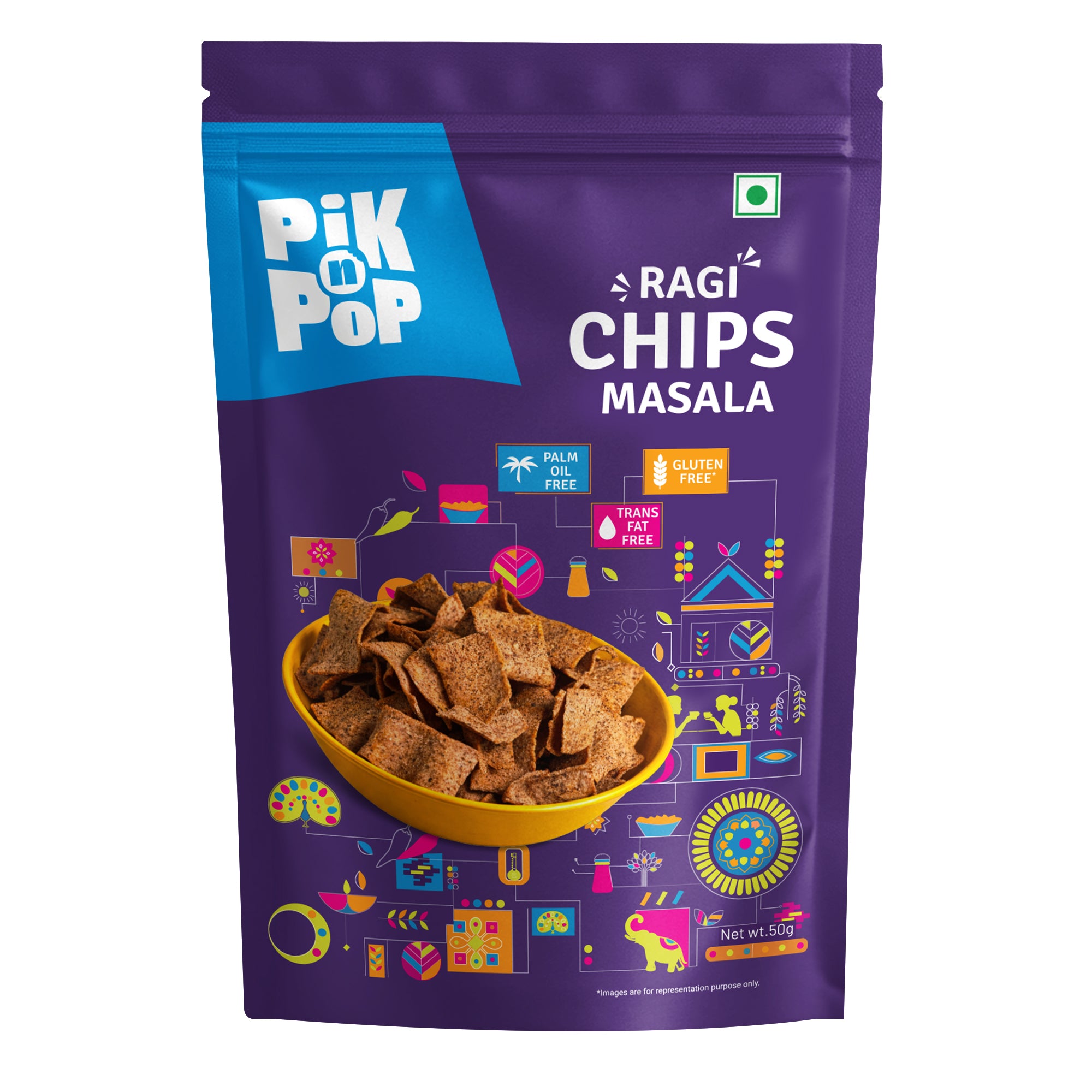 PiK n POP Ragi Chips Masala 50g