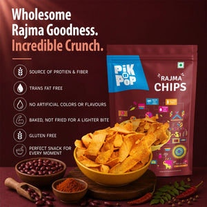 Pik n Pop Rajma Chips – wholesome, gluten-free, baked snack with incredible crunch, rich in protein & fiber