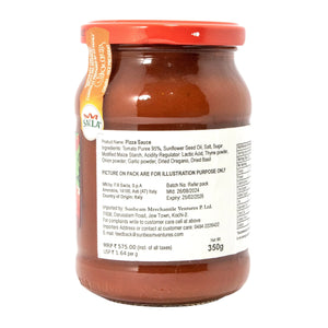 Jar of pizza sauce with Sazza branding on a white background