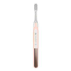 Soladey S electric toothbrush with rose gold handle and silver bristles