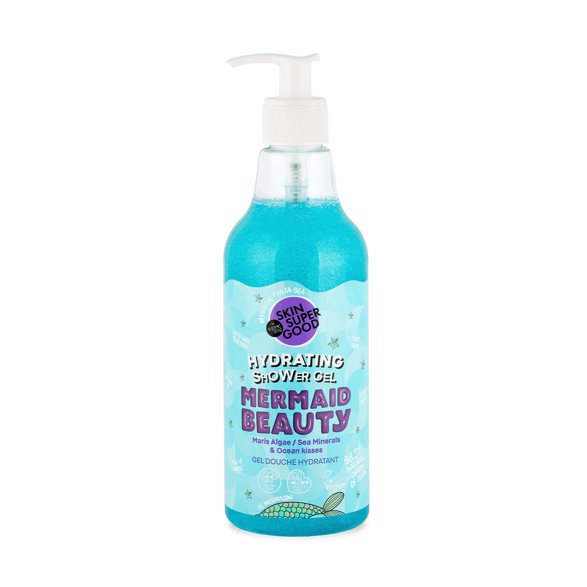 SKIN SUPER GOOD by Organic Shop Hydrating Shower Gel 500ml | Mermaid Beauty Sea Minerals & Maris Algae