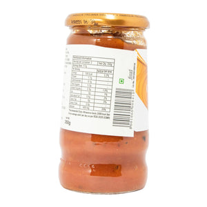 Glass jar of gourmet tomato sauce with nutritional info, 350g, imported FMCG product